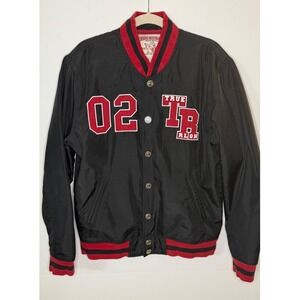 True Religion Black Red Tiger Graphic Bomber Varsity Jacket Men's Size Large